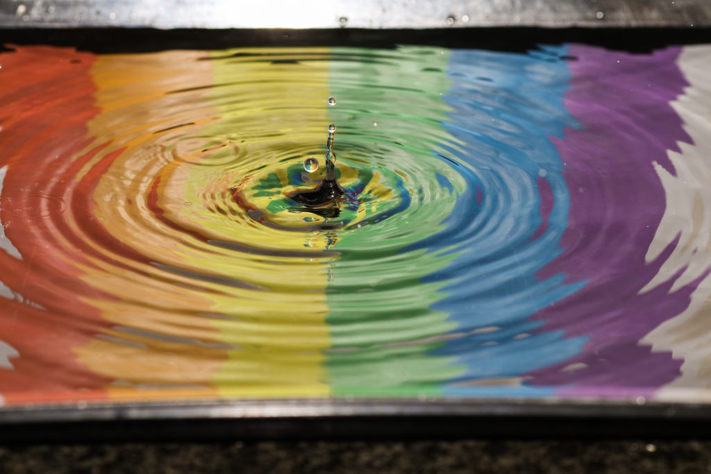 rainbow colours in water