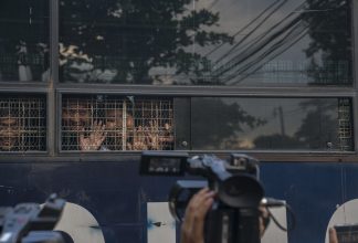 Bus with Burmese prisoners
