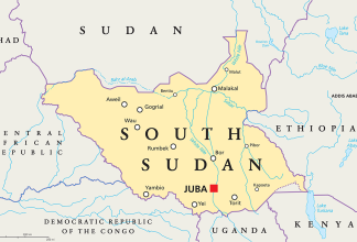 Political map over new country South Sudan