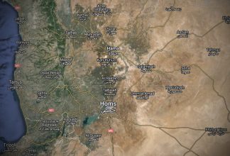 Satellite image from Google Maps over parts of Syria.