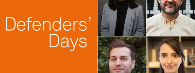Four people. Two men. Two women. Defenders' Days logo.